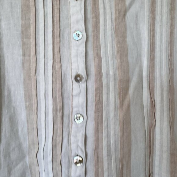 Faherty Gemina Pintuck Sleeved Dress 100% Linen White Blush Stripes Medium - Picture 3 of 7